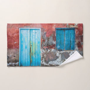 Colourful wall, door and shutters bath towel set