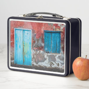 Colourful wall, door and shutters metal lunch box