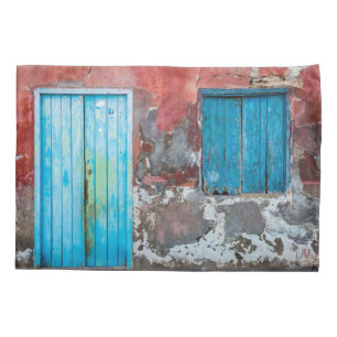 Colourful wall, door and shutters pillowcase
