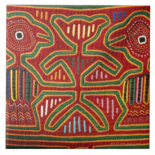Colourful Wall Hanging of Cuna Indians 2 Tile