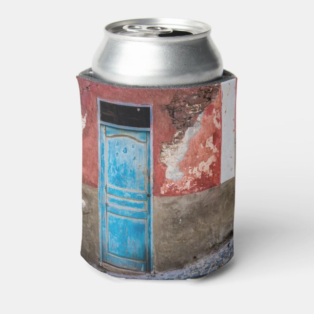 Colourful wall with blue door can cooler (Can Back)