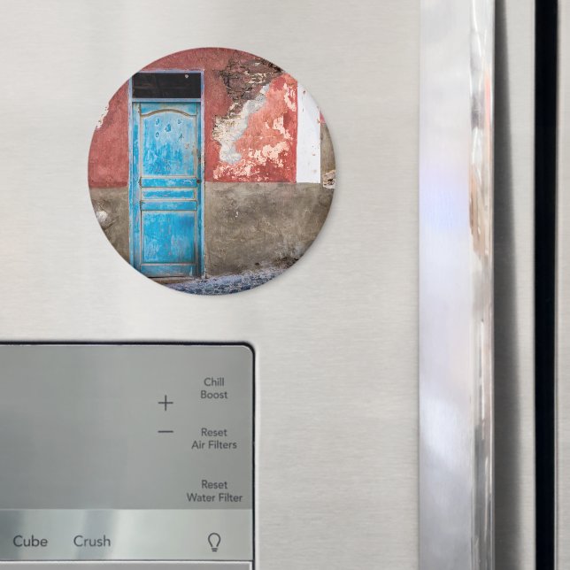 Colourful wall with blue door magnet (In Situ (Fridge))