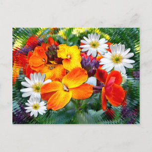 Colourful Wallflowers Postcard