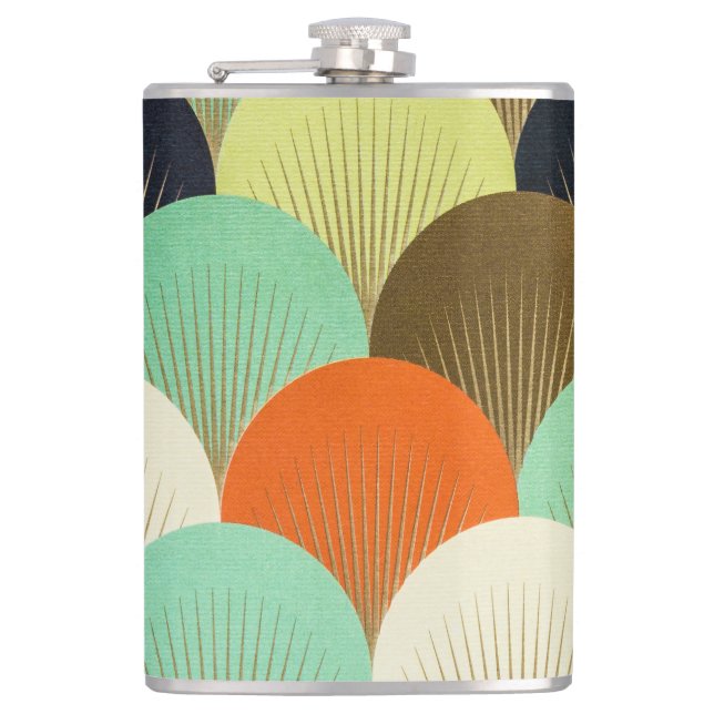 Colourful wallpaper: artistic design. hip flask (Front)