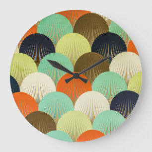 Colourful wallpaper: artistic design. large clock