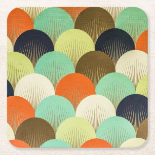 Colourful wallpaper: artistic design. square paper coaster