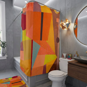 Colourful Warm Abstract Vintage Geometric Pattern Shower Curtain