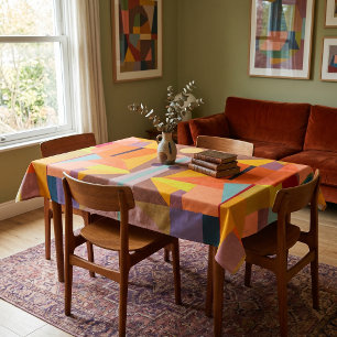 Colourful Warm Abstract Vintage Geometric Pattern Tablecloth