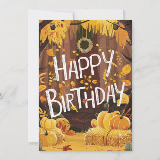 Colourful Warm Forest Autumn Fall Happy Birthday Card