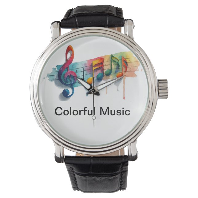 Colourful Watch with Music Notes (Front)