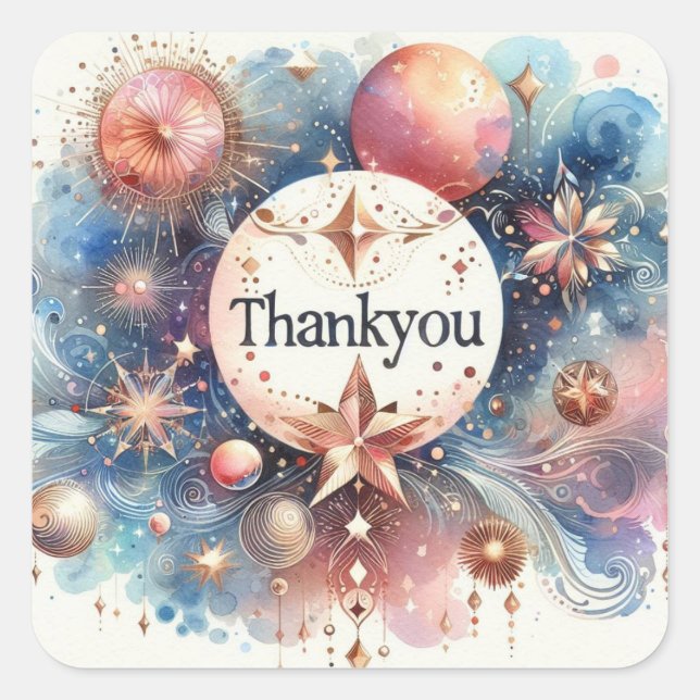 colourful water colour art  Square Sticker (Front)