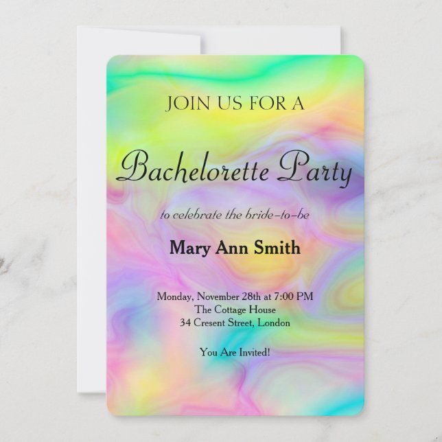 Colourful Water Colour Bachelorette Party Invitation (Front)