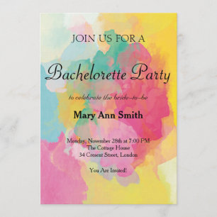 Colourful Water Colour Bachelorette Party Invitation