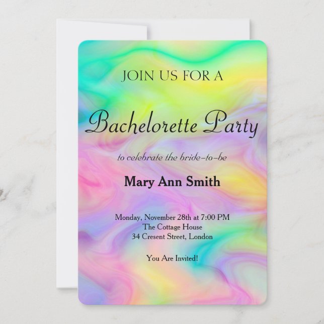 Colourful Water Colour Bachelorette Party Invitation (Front)