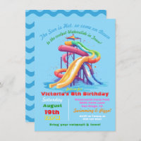 Colourful Water slide Pool birthday party