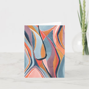 Colourful Watercolor Abstract Art Folded Note Card