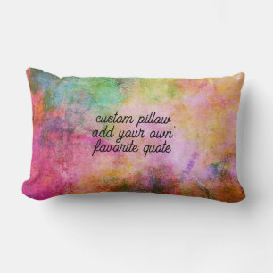 colourful watercolor abstract custom add a quote lumbar cushion