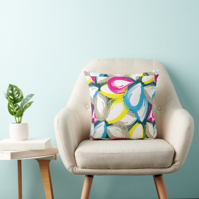Colourful Watercolor Abstract Floral Cushion (Chair)