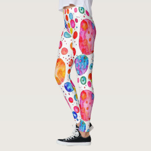 Colourful Watercolor Abstract Polka Dots Leggings