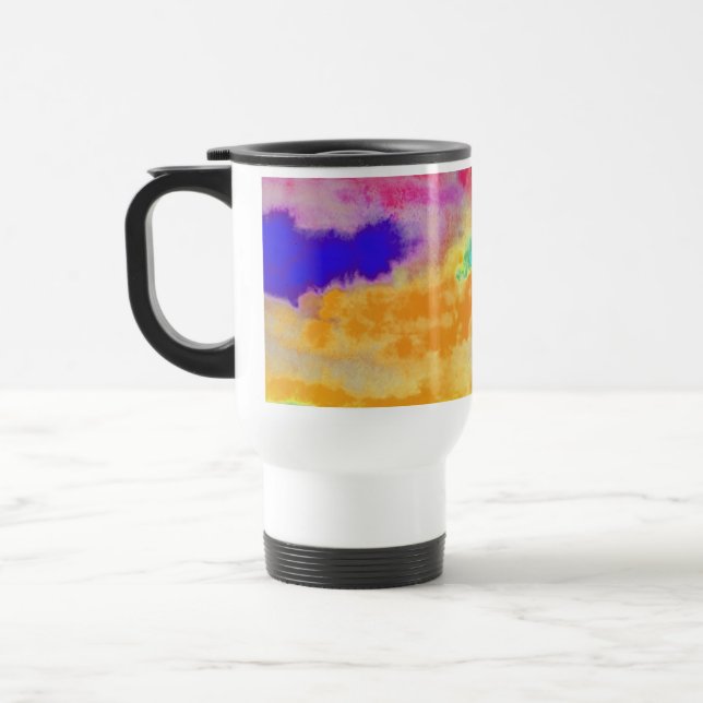 Colourful Watercolor abstract Travel Mug (Left)