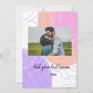 Colourful watercolor add your name image text invitation