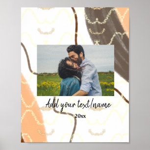 Colourful watercolor add your name image text poster