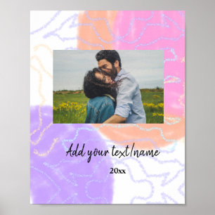Colourful watercolor add your name image text poster