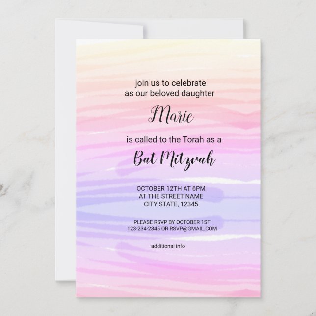 Colourful watercolor add your name text editable invitation (Front)
