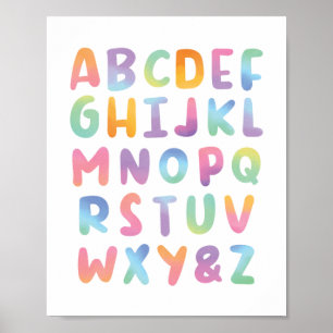 Colourful Watercolor Alphabet ABC Classroom Decor