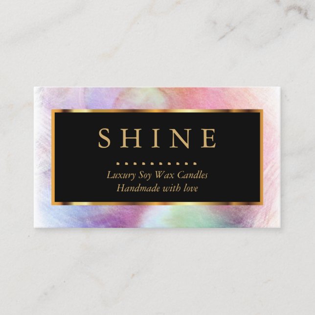 Colourful Watercolor and Gold Business Card (Front)