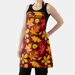 Colourful Watercolor Autumn Leaves Personalised Apron