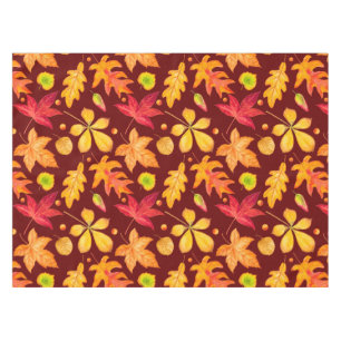 Colourful Watercolor Autumn Leaves Tablecloth