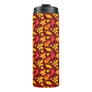 Colourful Watercolor Autumn Leaves  Thermal Tumbler