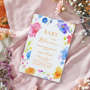 Colourful Watercolor Baby Shower - Baby in Bloom Invitation