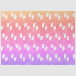 Colourful Watercolor Baby Shower Footprint Pattern Tissue Paper