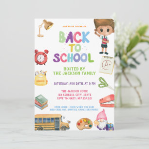 Colourful Watercolor Back to School Party Invitation