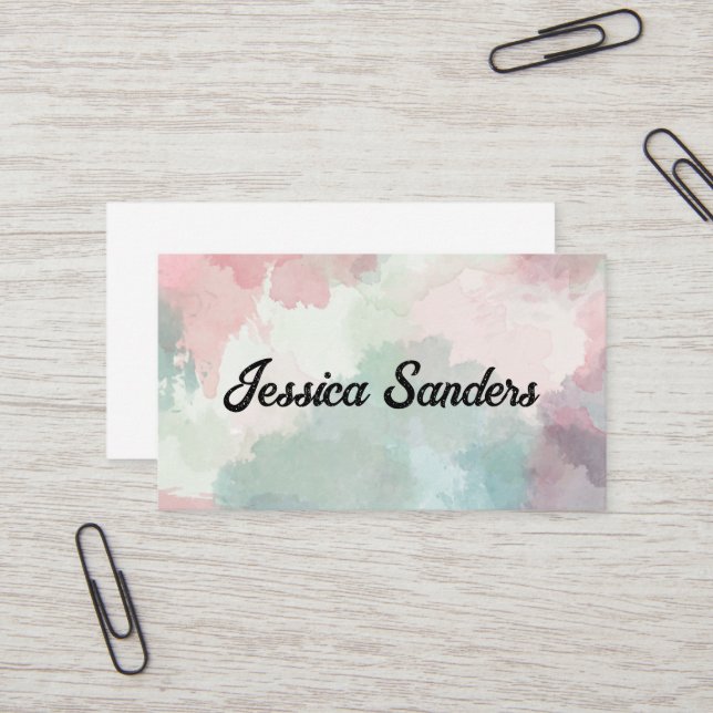 Colourful Watercolor Background Business Card (Front/Back In Situ)