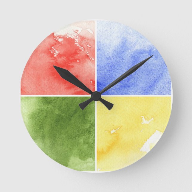 colourful watercolor background for your design round clock (Front)
