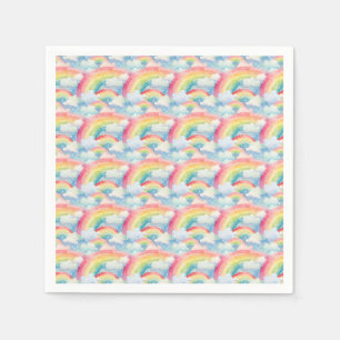 Colourful Watercolor Background with Rainbows Napkin