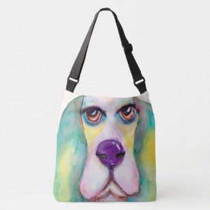 Colourful Watercolor Basset Hound Dog Big Eyes Fun Crossbody Bag
