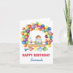  Colourful Watercolor Birthday Balloons  Card