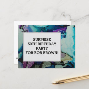 Colourful watercolor birthday postcard invitation