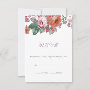 Colourful Watercolor Blossom RSVP Card