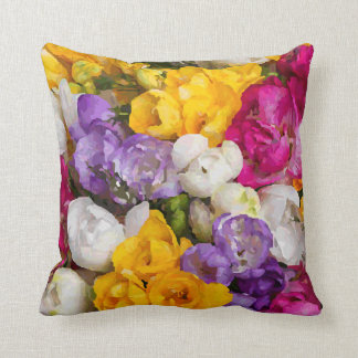 Colourful Watercolor Bouquet Fine Floral Cushion