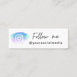 Colourful Watercolor Brush Instagram Follow QR Cod Mini Business Card