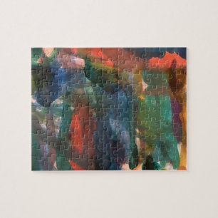 Colourful Watercolor Brush Strokes Drips Jigsaw Puzzle