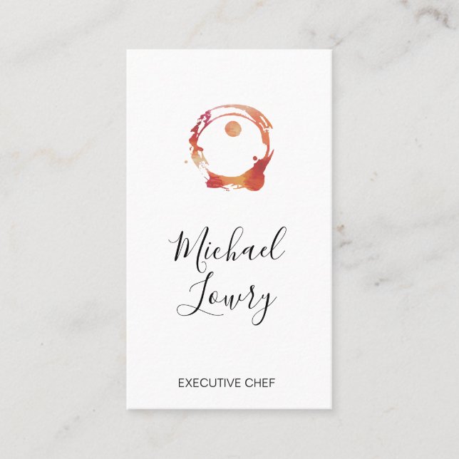 Colourful Watercolor Brushed Wine Stain Business Card (Front)
