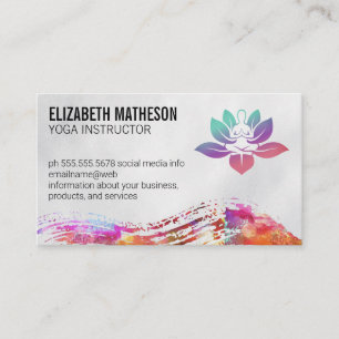 Colourful Watercolor Brushed   Yoga Logo Business Card