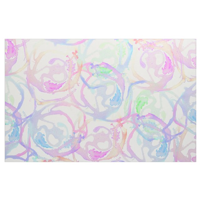 Colourful Watercolor Brushstroke Abstract Circles Fabric (Yard)