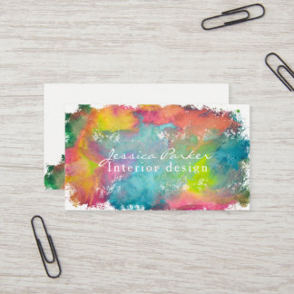 Colourful watercolor brushstroke business card